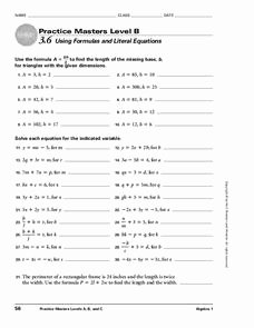 Literal Equations Worksheet Answer Fresh Using formulas and Literal Equations Worksheet for 9th