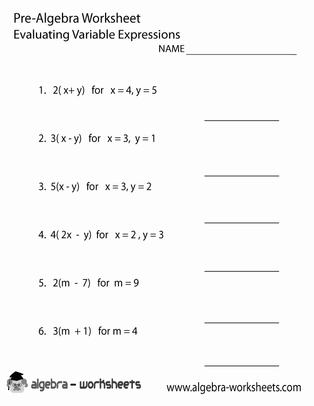 Literal Equations Worksheet Answer Key Awesome Variables Pre Algebra Worksheet Printable