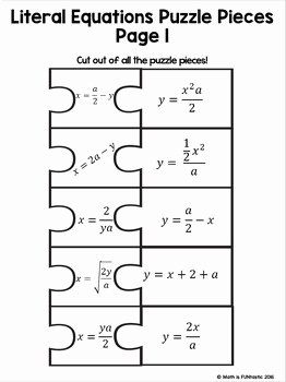 Literal Equations Worksheet Answer Key Beautiful Literal Equations Puzzle by Math is Funtastic