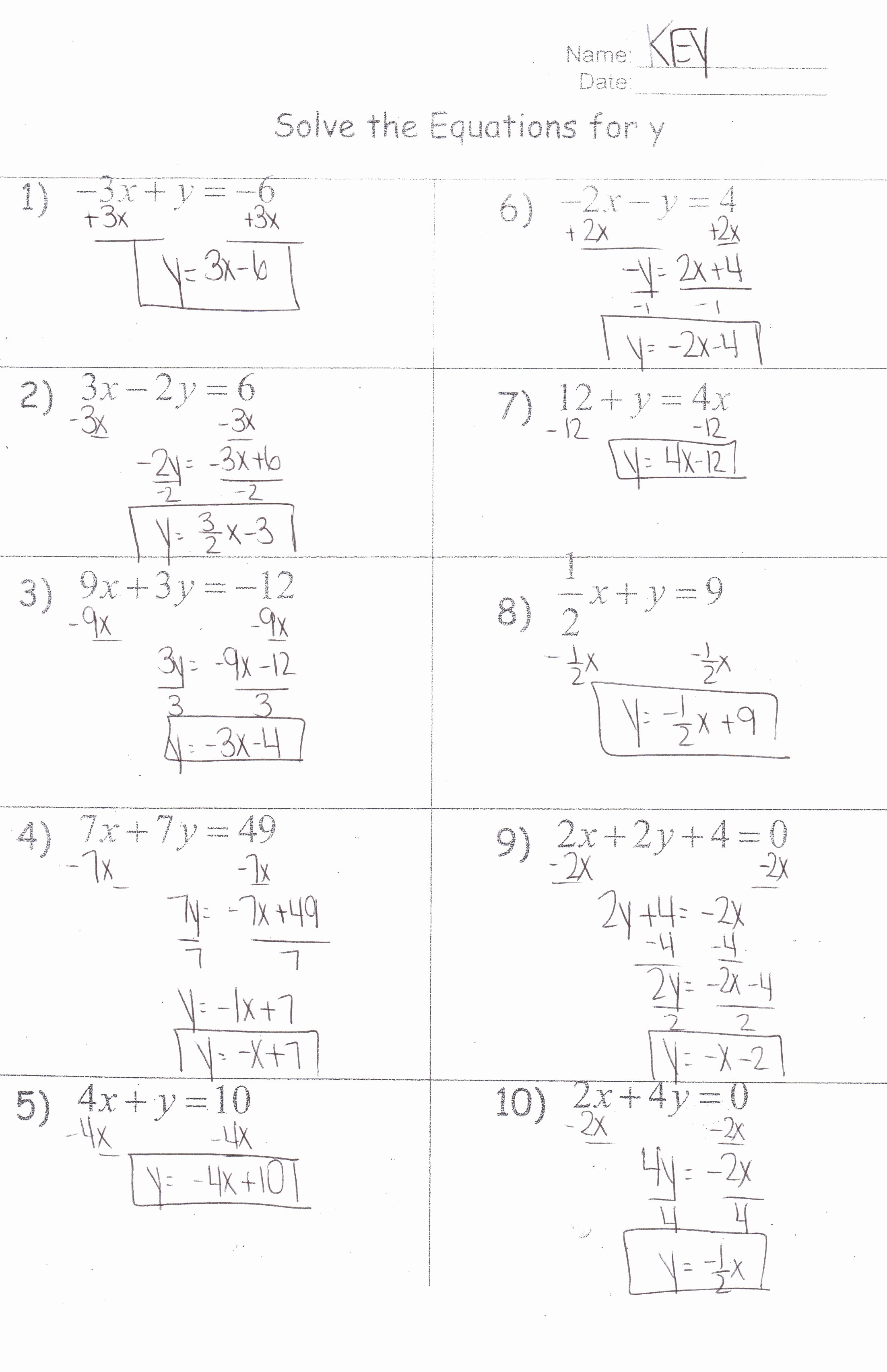 50 Literal Equations Worksheet Answer Key
