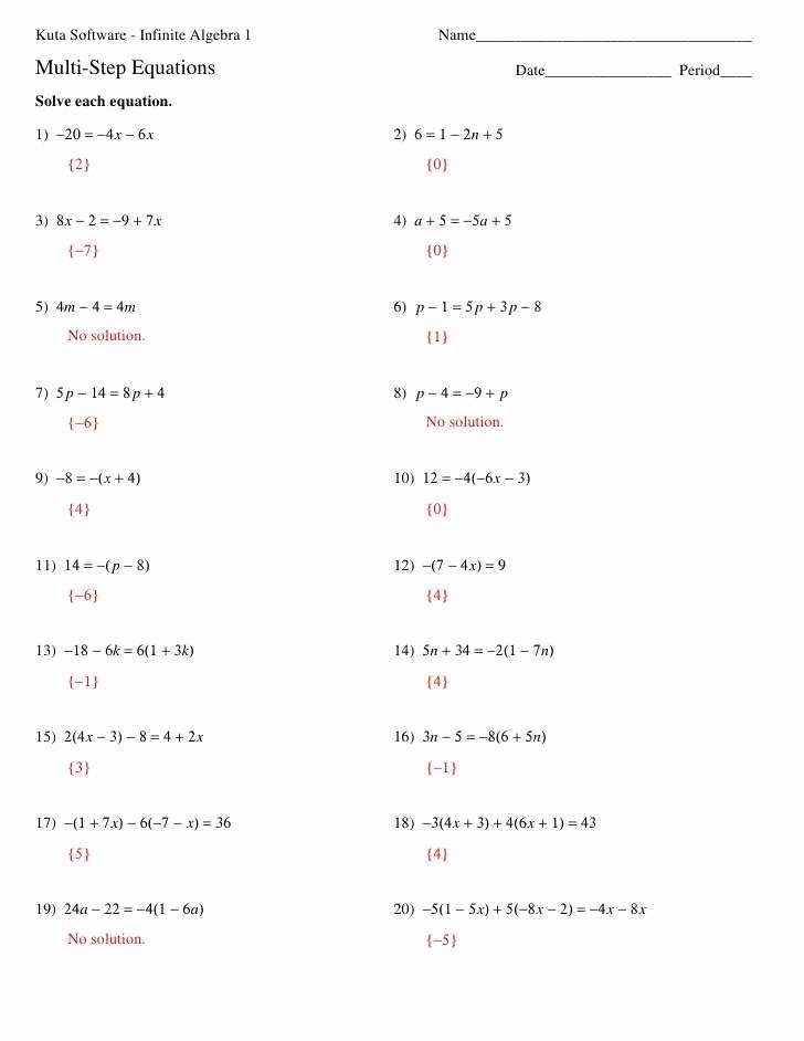 Literal Equations Worksheet Answer Key Inspirational Two Step Equations with Integers Worksheet Answers