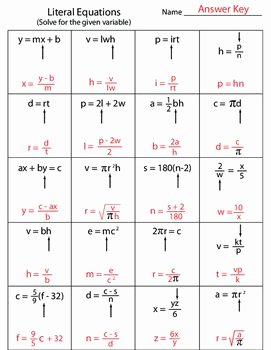 Literal Equations Worksheet Answer Lovely Literal Equations Worksheet Math Worksheets