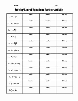 Literal Equations Worksheet Answers Lovely 47 Best Images About solving Equations On Pinterest