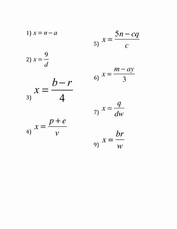 Literal Equations Worksheet Answers New Literal Equations Worksheet