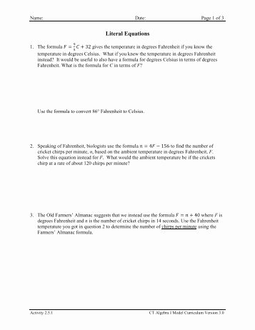 Literal Equations Worksheet Answers Unique 1 4 Literal Equations Hw Answers