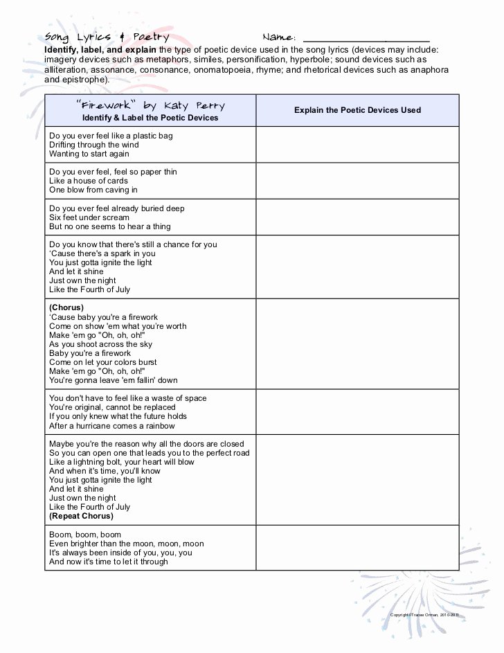 50 Literary Devices Worksheet Pdf