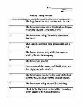 Literary Devices Worksheet Pdf Fresh Literary Device Examples by My Name isn T Miss