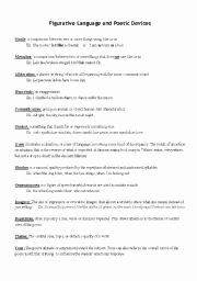 Literary Devices Worksheet Pdf Luxury Figurative Language and Poetic Device Esl Worksheet by