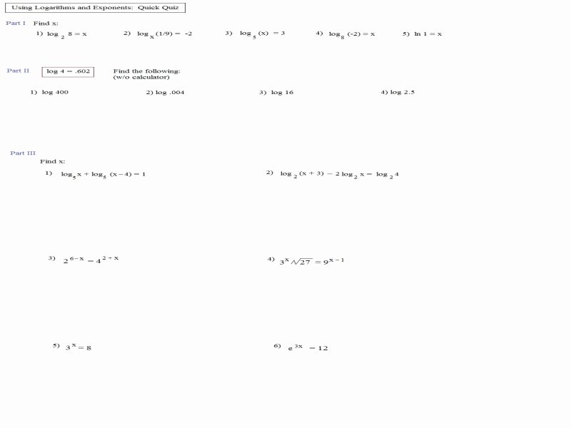 Logarithm Worksheet with Answers New Properties Logarithms Worksheet Answers Free