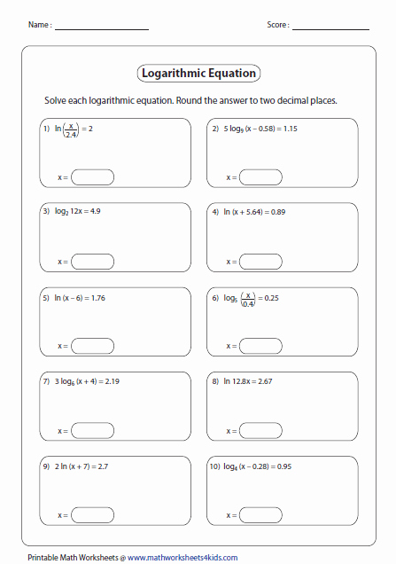 Logarithmic Equations Worksheet with Answers Best Of Logarithms Worksheets