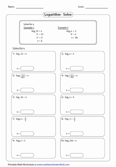 Logarithmic Equations Worksheet with Answers Best Of Logarithms Worksheets