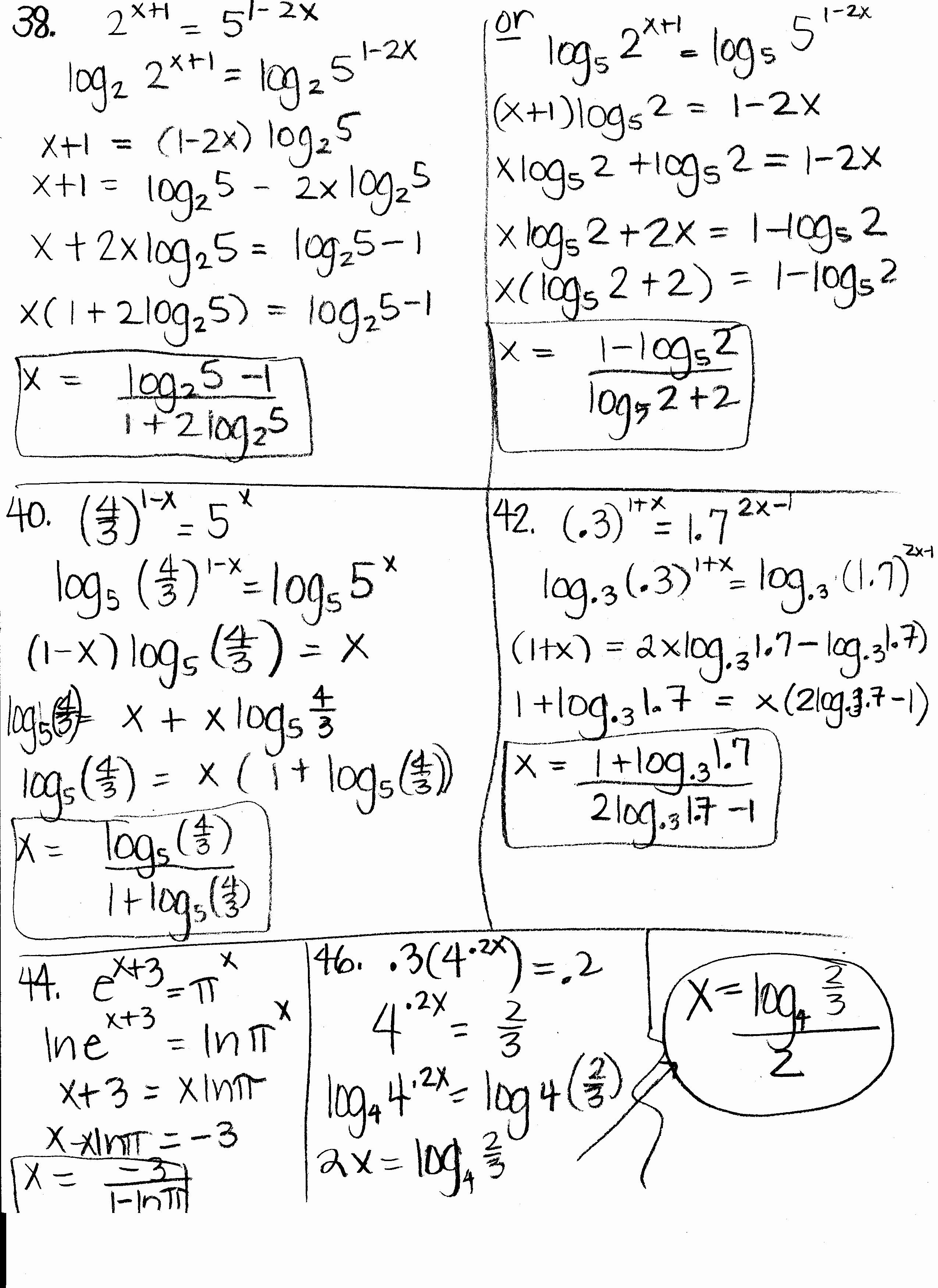 Logarithmic Equations Worksheet with Answers Fresh 7 4 Skills Practice solving Logarithmic Equations and