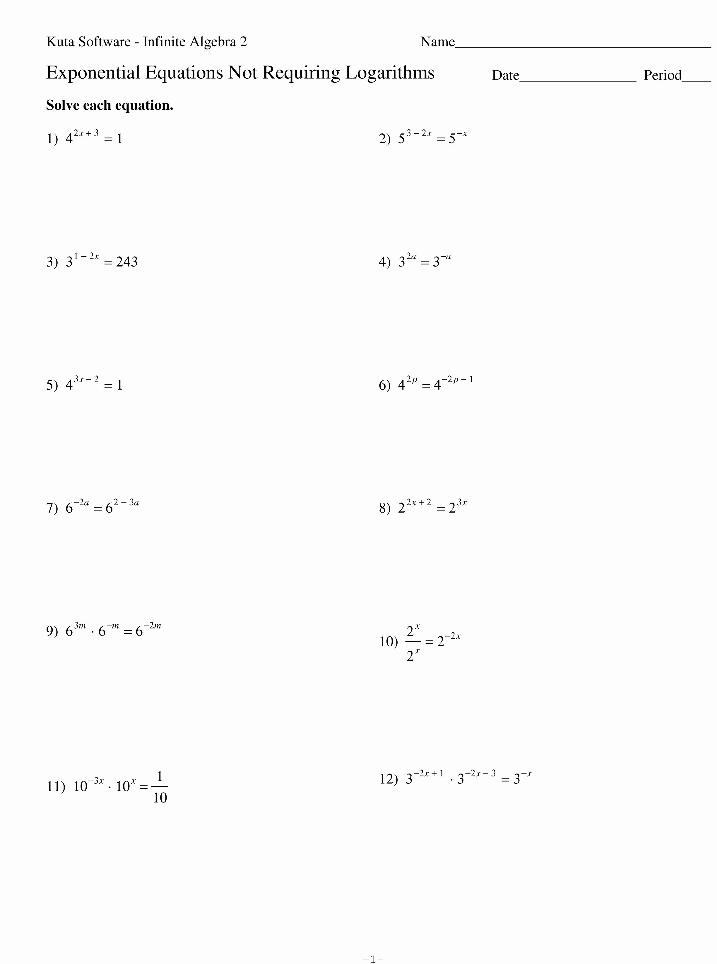 Logarithmic Equations Worksheet with Answers Lovely Homework Exponential Equations
