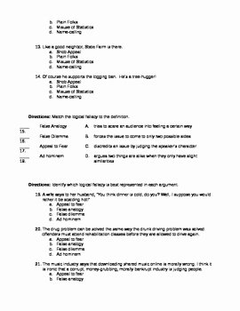 Logical Fallacies Worksheet with Answers Awesome Persuasive Devices and Logical Fallacy Quiz and Answer Key