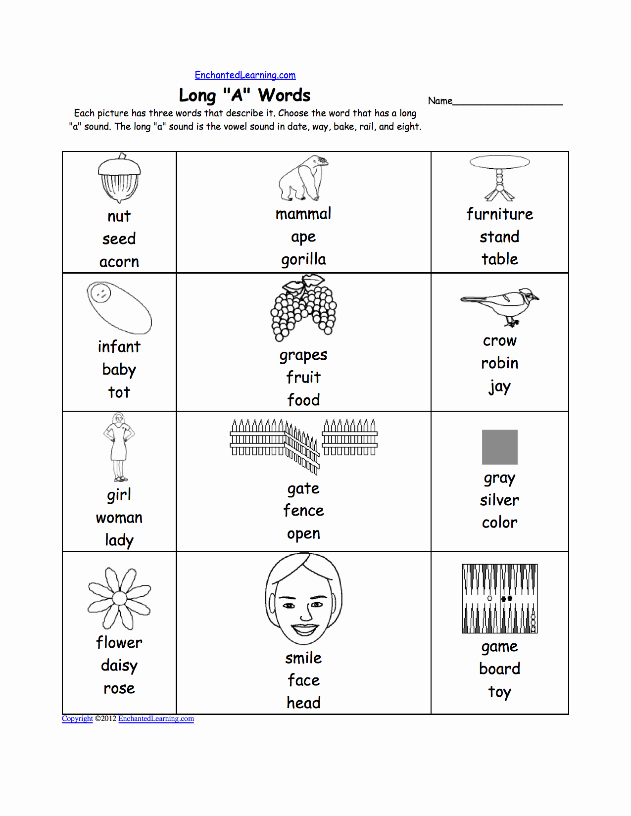 Long A sound Words Worksheet Awesome Long A Alphabet Activities at Enchantedlearning