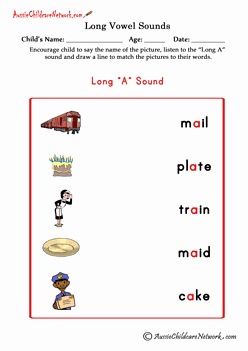 Long A sound Words Worksheet Fresh Long Vowel sounds Matching Aussie Childcare Network