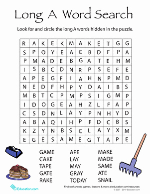 Long A sound Words Worksheet Lovely Long &quot;a&quot; Word Search Worksheet