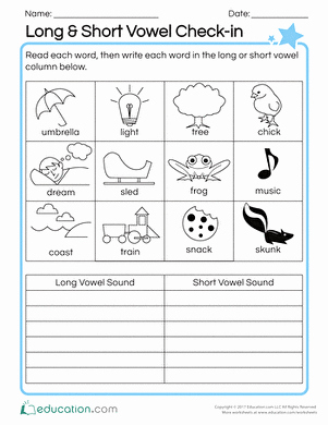 Long A sound Words Worksheet New Short Vowels Worksheets