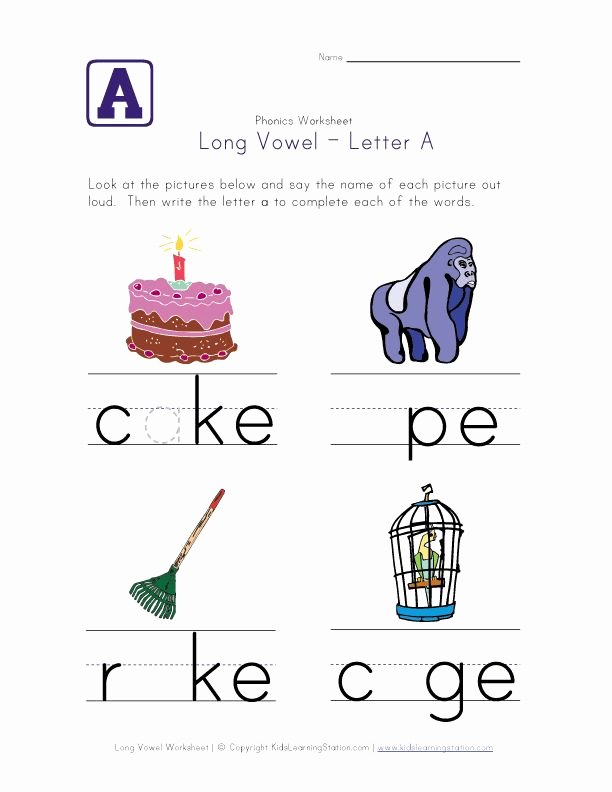 Long A sound Words Worksheet Unique Vowel View and Print Your Long A Worksheet Cakepins