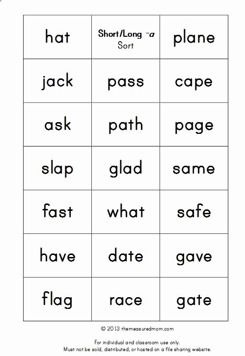 Long A sound Words Worksheet Unique Word Study Lesson Spelling Short and Long A Words A