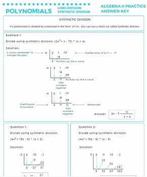 Long Division Of Polynomials Worksheet Awesome Polynomials Long &amp; Synthetic Division Lesson Worksheet