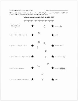 Long Division Polynomials Worksheet Lovely Dividing Polynomials Using Long Division Joke Worksheet by