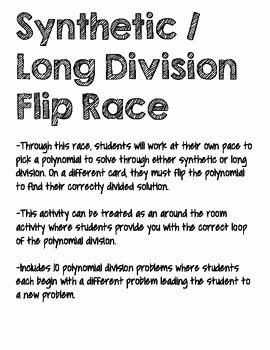 Long Division Polynomials Worksheet New Synthetic Long Division Flip [polynomial Division]