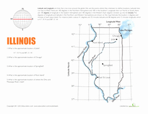 Longitude and Latitude Worksheet Awesome Latitude and Longitude Illinois Worksheet