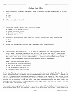 Main Idea Worksheet 4 Lovely Finding Main Idea Grade 8 Free Printable Tests and