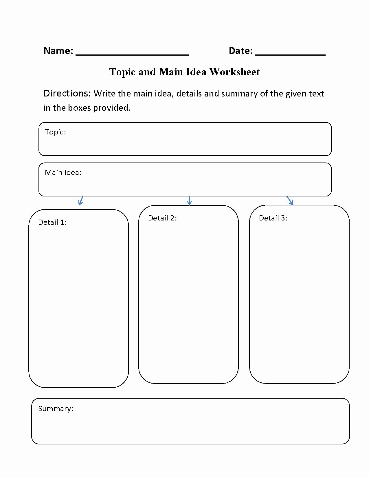 Main Idea Worksheet 4
