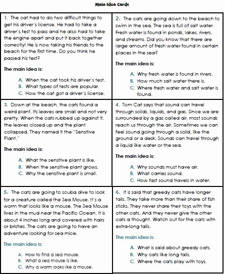 Main Idea Worksheet 4th Grade Beautiful Main Idea Worksheets 3rd Grade 1 Reading