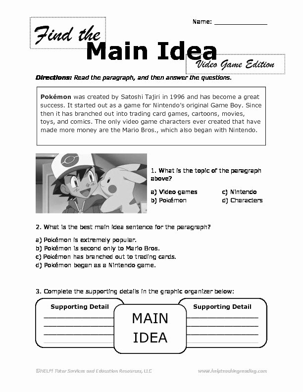 Main Idea Worksheet 4th Grade Fresh 14 Best Of Main Idea Worksheets Grade 5 Main Idea
