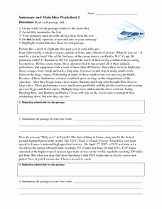 Main Idea Worksheet 5 Best Of Summary and Main Idea Worksheet 1 Worksheet for 4th 8th