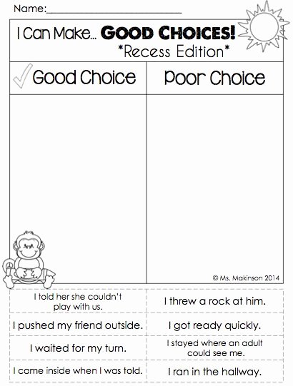 Making Good Choices Worksheet Lovely September Printables First Grade Literacy and Math