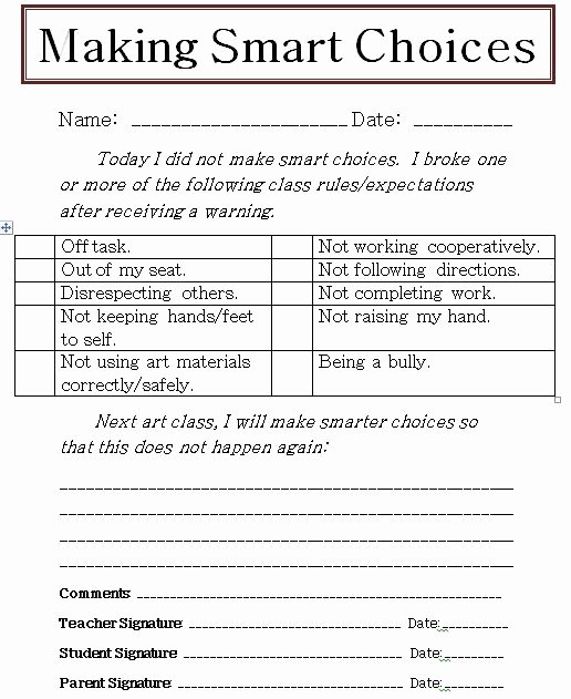 Making Good Choices Worksheet Unique Art Room 104 Rules and Procedures K now for the