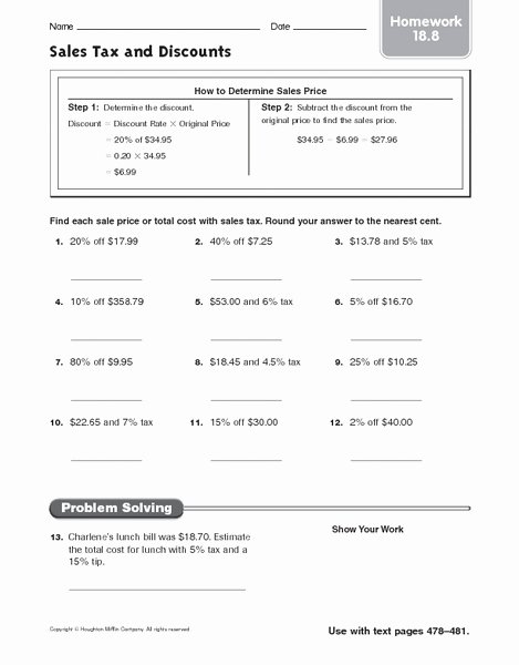 Markup and Discount Worksheet Elegant Printables Sales Tax Worksheet Agariohi Worksheets
