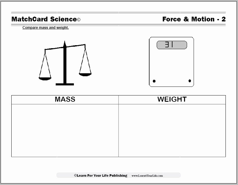 Mass and Weight Worksheet Fresh Mass and Weight
