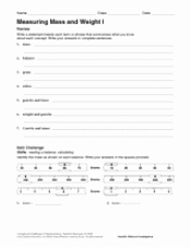 Mass and Weight Worksheet New Measuring Mass and Weight I Teachervision