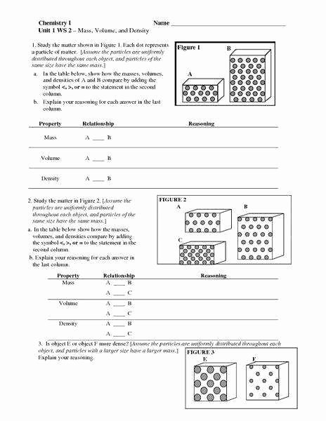 Mass Volume Density Worksheet Fresh Density Worksheet Middle School