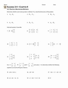 Matrices Word Problems Worksheet Best Of Add Subtract Multiply Matrices Worksheets Matrix