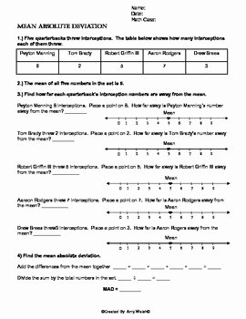 Mean Absolute Deviation Worksheet Lovely Mean Absolute Deviation Worksheet W Answer Key Grade 6
