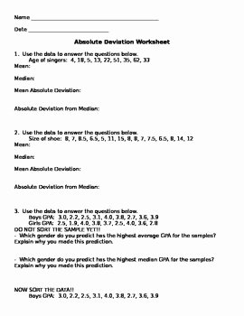Mean Absolute Deviation Worksheet New Mean Absolute Deviation Worksheet by Aunt B S Hive Of
