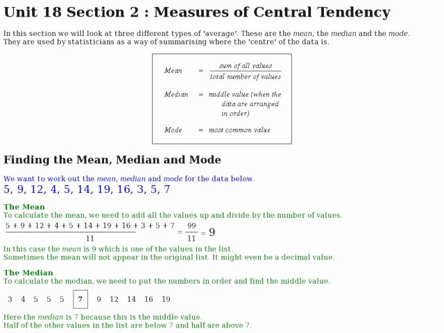 Measure Of Central Tendency Worksheet Elegant Central Tendency Project Lesson Plans &amp; Worksheets