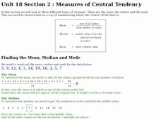 measures of central tendency mean median and mode