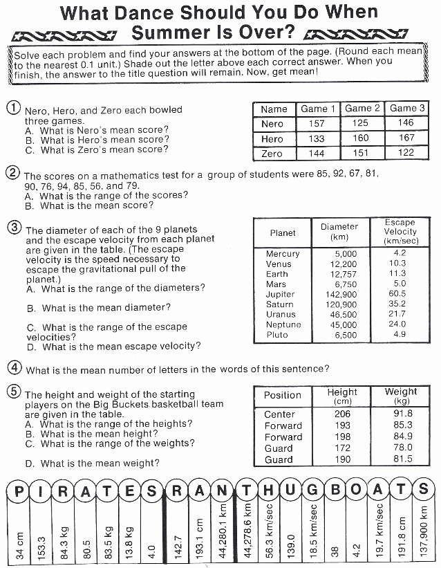 50 Measures Of Central Tendency Worksheet