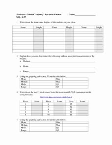 Measures Of Central Tendency Worksheet Unique Measure Of Central Tendency Lesson Plans &amp; Worksheets