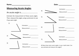Measuring Angles Worksheet Pdf New Estimating and Measuring Acute Angles by Rachdf