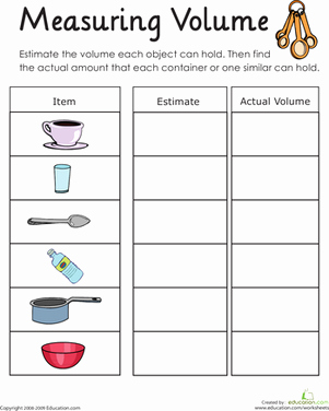 Measuring Liquid Volume Worksheet Inspirational Measuring Volume How Much Liquid Can It Hold