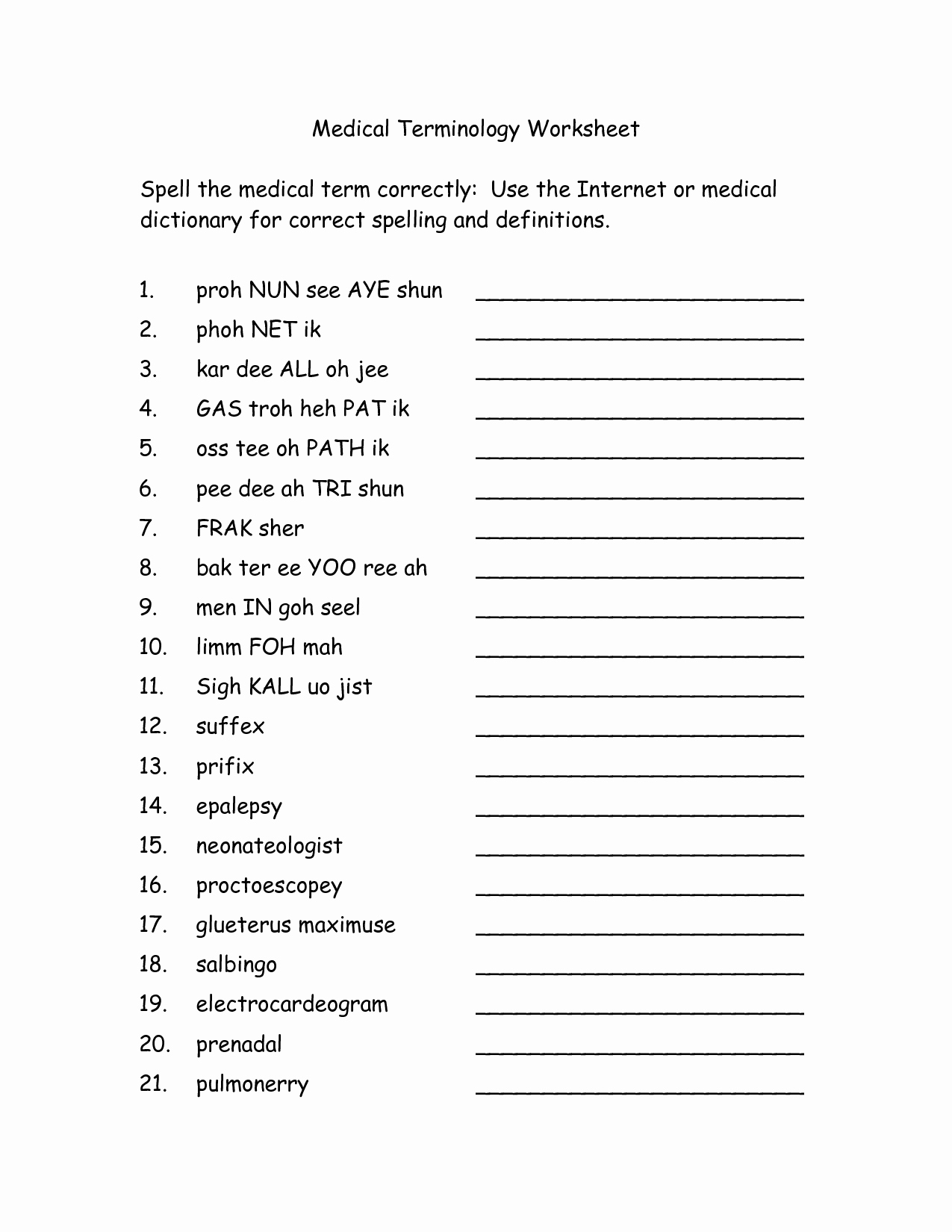 Medical Terminology Abbreviations Worksheet Beautiful Free Printable Medical Terminology Worksheets Cakepins