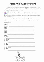 Medical Terminology Abbreviations Worksheet Inspirational Acronyms Worksheets